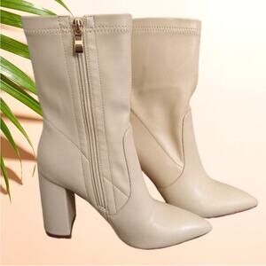 London Rag Zahara Beige Block Heel Boots Women’s Size 6